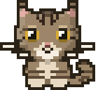 Toby, a little pixel tabby cat, sitting